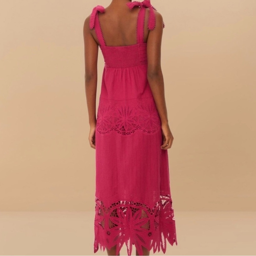 Farm Rio Fuchsia Lace-Detail Midi Dress - Picture 4 of 6